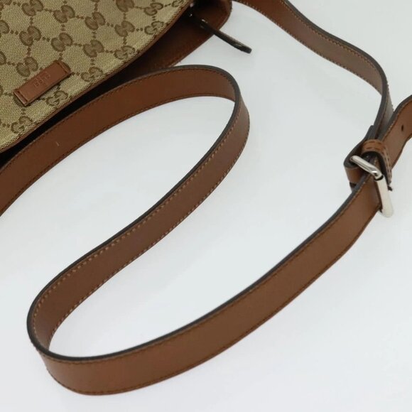 GUCCI GG Canvas Web Sherry Line Shoulder Bag Beige Gold - Picture 7 of 15